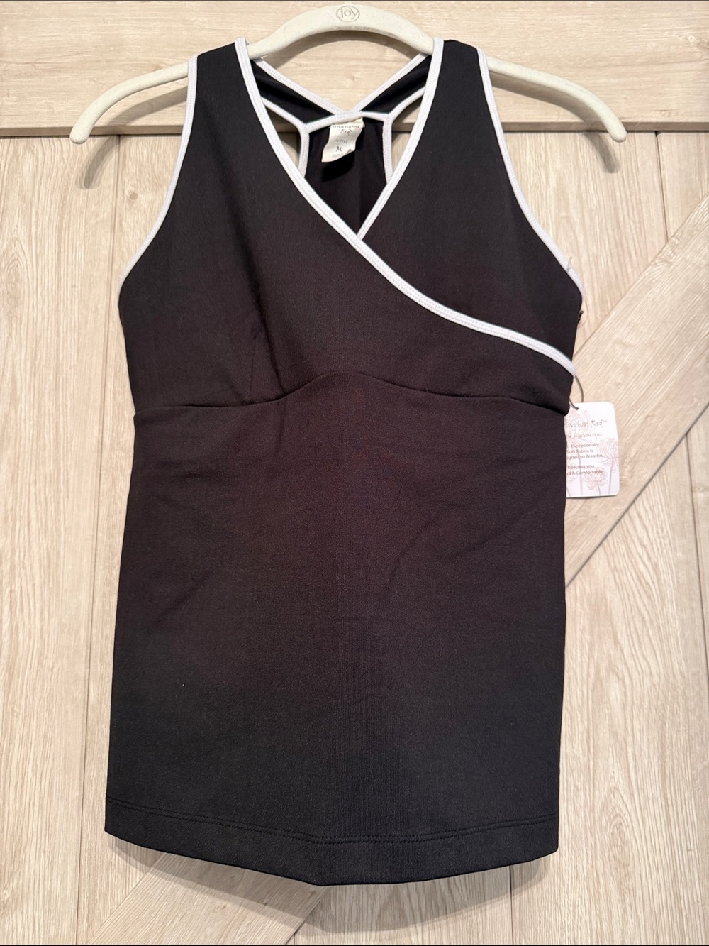 Shanghai Red Black Women’s Tank Top with White Trim - Athletic Wrap Style